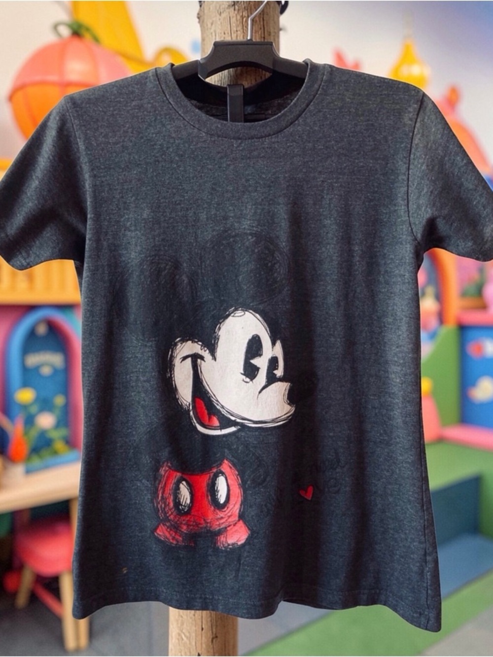 Disney Mickey Mouse Classic Graphic Tee Charcoal Gray Size L